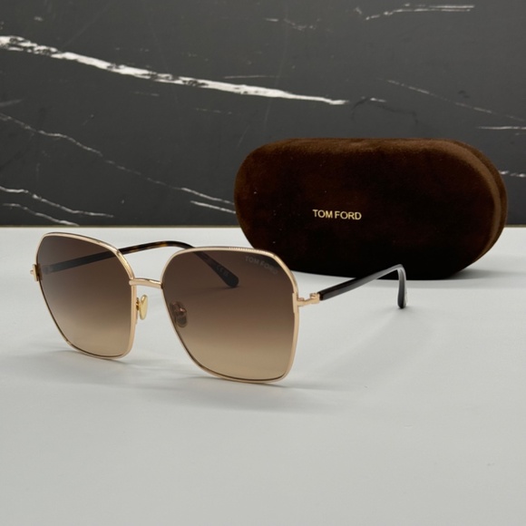 Tom Ford Gold and Brown Sunglasses - Picture 3 of 11